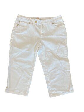 Talbots Petites White Denim Capri Pants Women's Size 10 Stretch Jean
